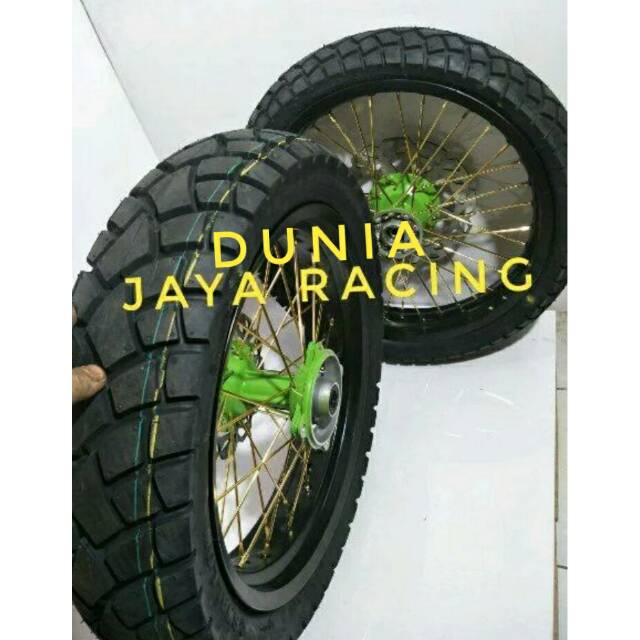 Paketan Velg Supermoto Motor KLX 150 Tapak Lebar Komplit Ban Luar Dalam Bonus Piringan