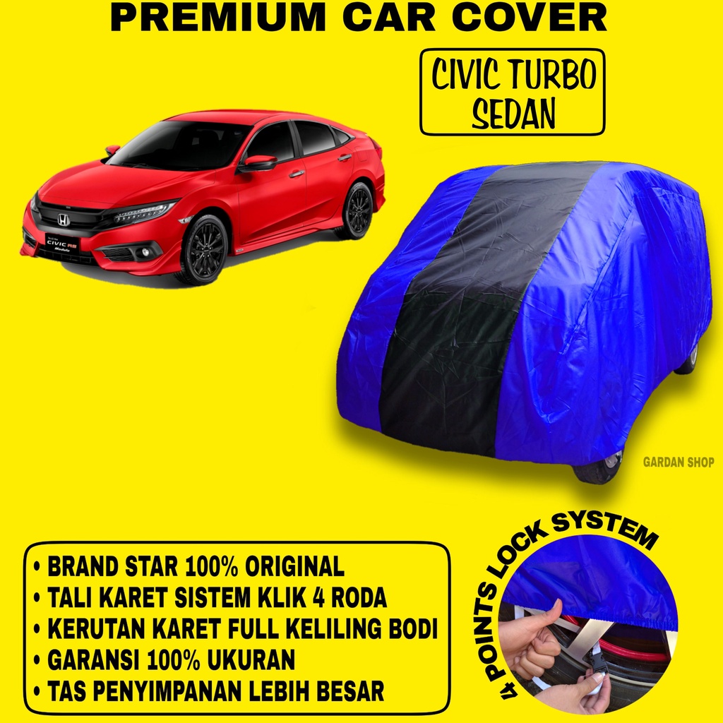 Body Cover CIVIC TURBO SEDAN BIRU HITAM Penutup Bodi Mobil Civic Turbo Sedan Waterproof PREMIUM