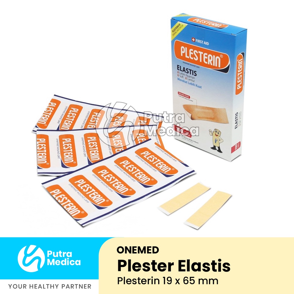 Onemed First Aid Plesterin Elastis - 1 Box / Plester Perekat Penutup Luka / Peralatan P3K