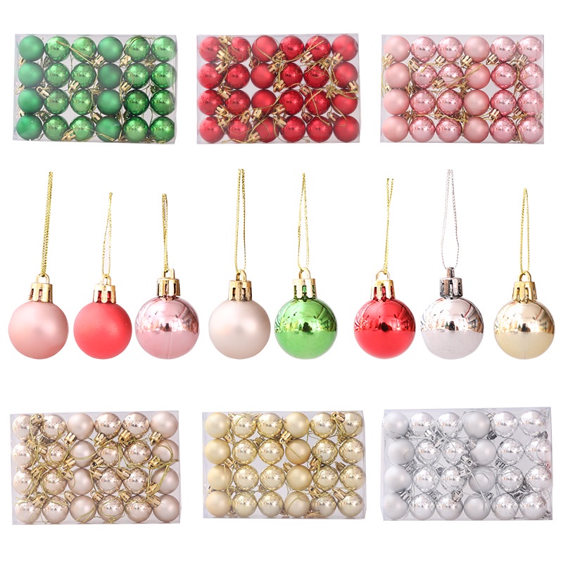 24pcs Ornamen Bola Baubles Ukuran 3cm Untuk Pohon Natal