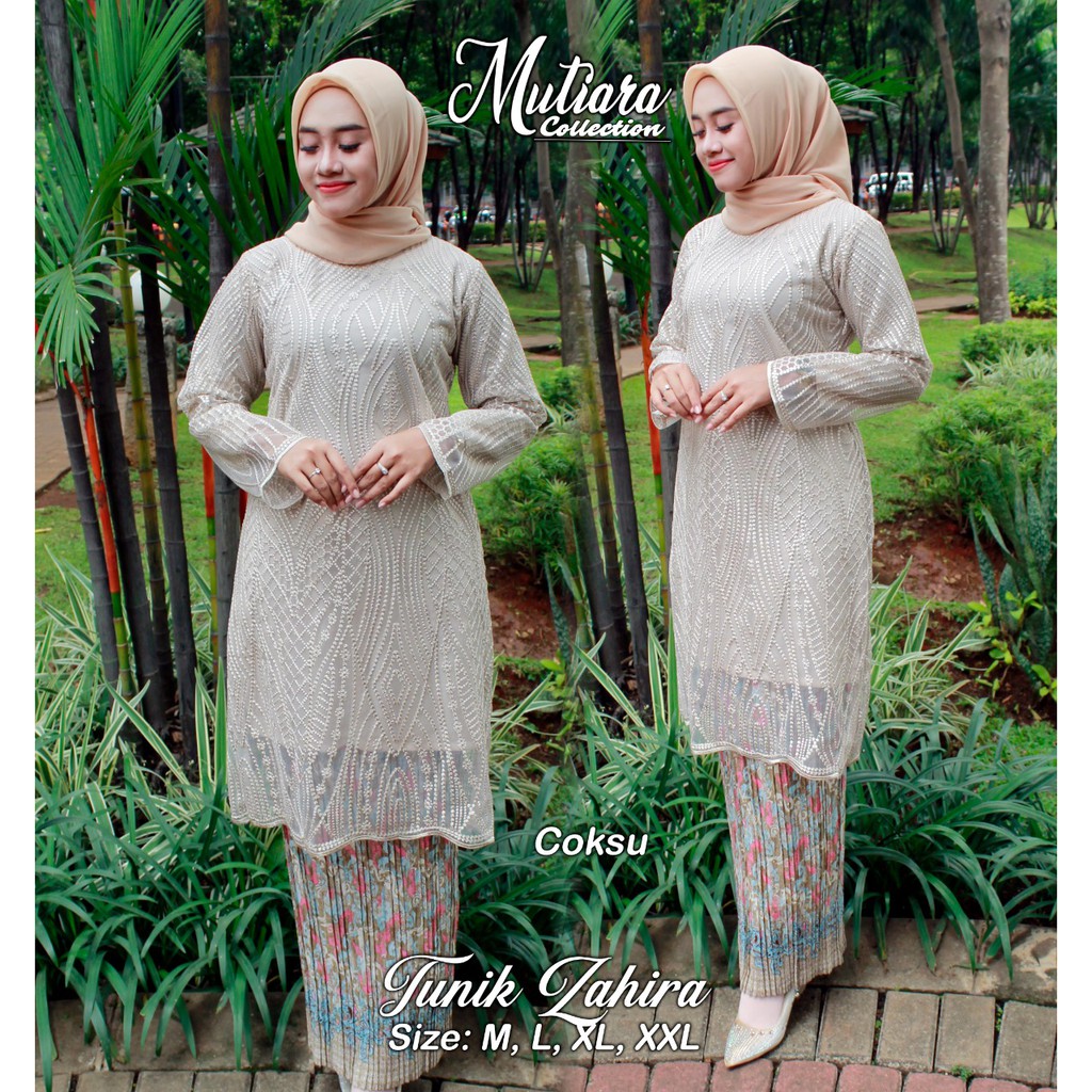 MUT&gt; KEBAYA TUNIK ZAHIRA / KEBAYA TULLE BORDIR PREMIUM / SET KEBAYA WANITA MODERN / KEBAYA MODERN