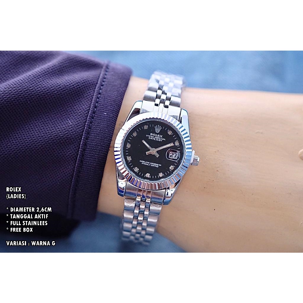 JAM TANGAN WANITA FASHION RANTAI BODY BULAT DIAMOND TANGGAL AKTIF