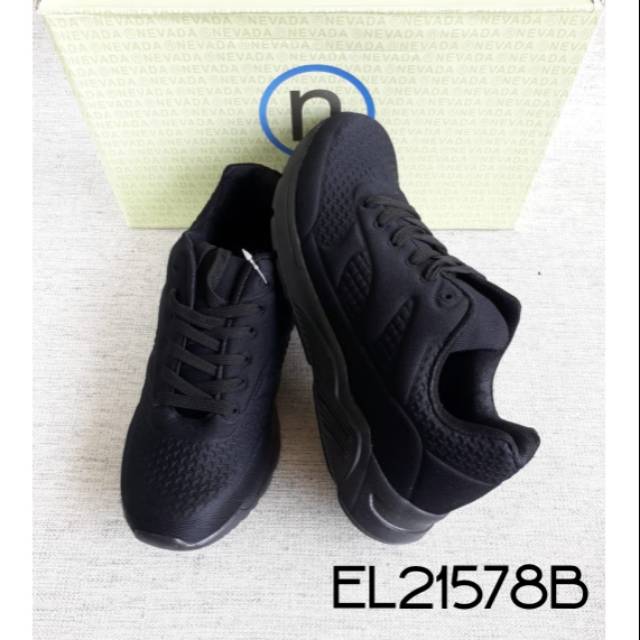 Sepatu Sneaker Pria Tali Hitam Polos Brand MATAHARI Nevada