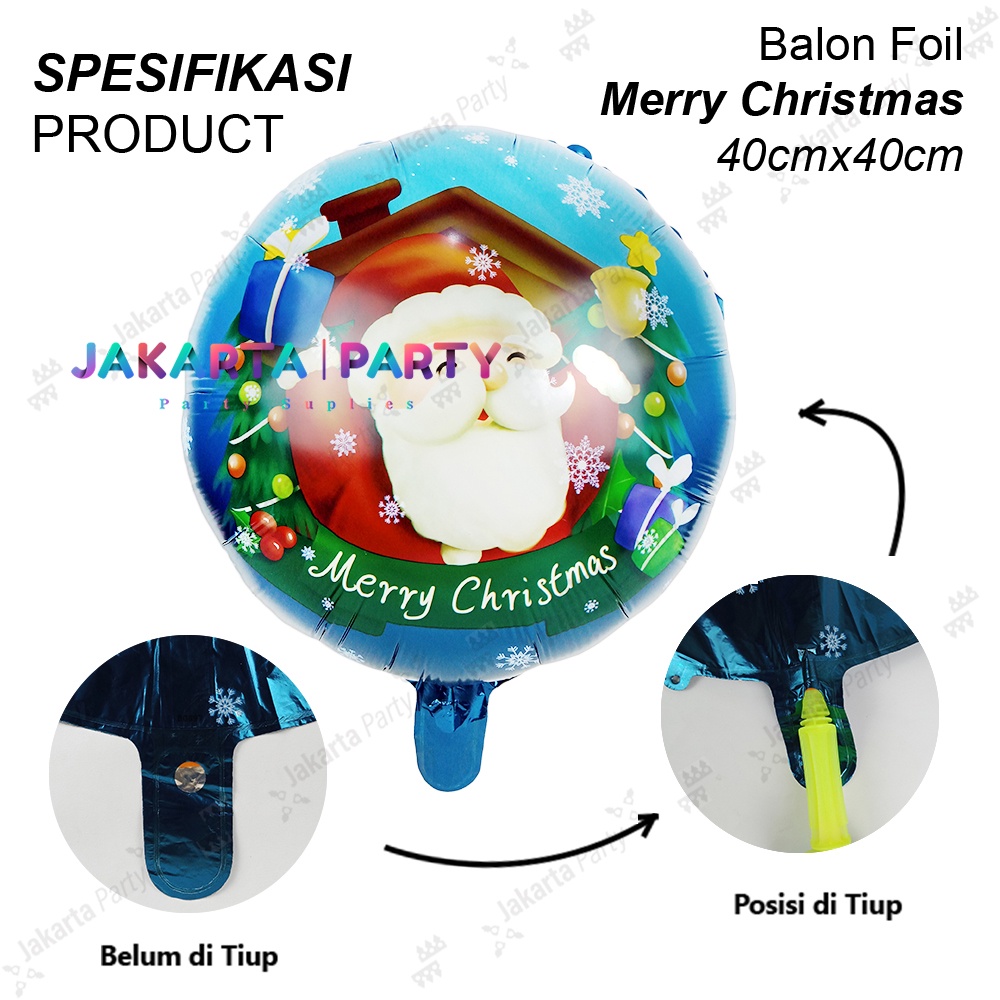 Balon Bulat Natal #1 / Balon Foil Bulat / Balon Foil Xmas / Balon Xmas