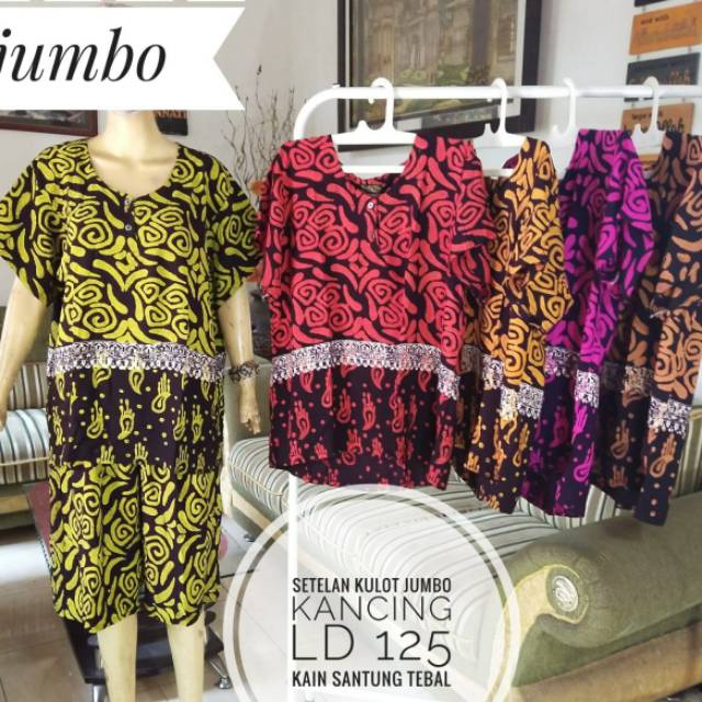 SETELAN KULOT JUMBO KAIN SANTUNG TEBAL  BUSUI FRIENDLY