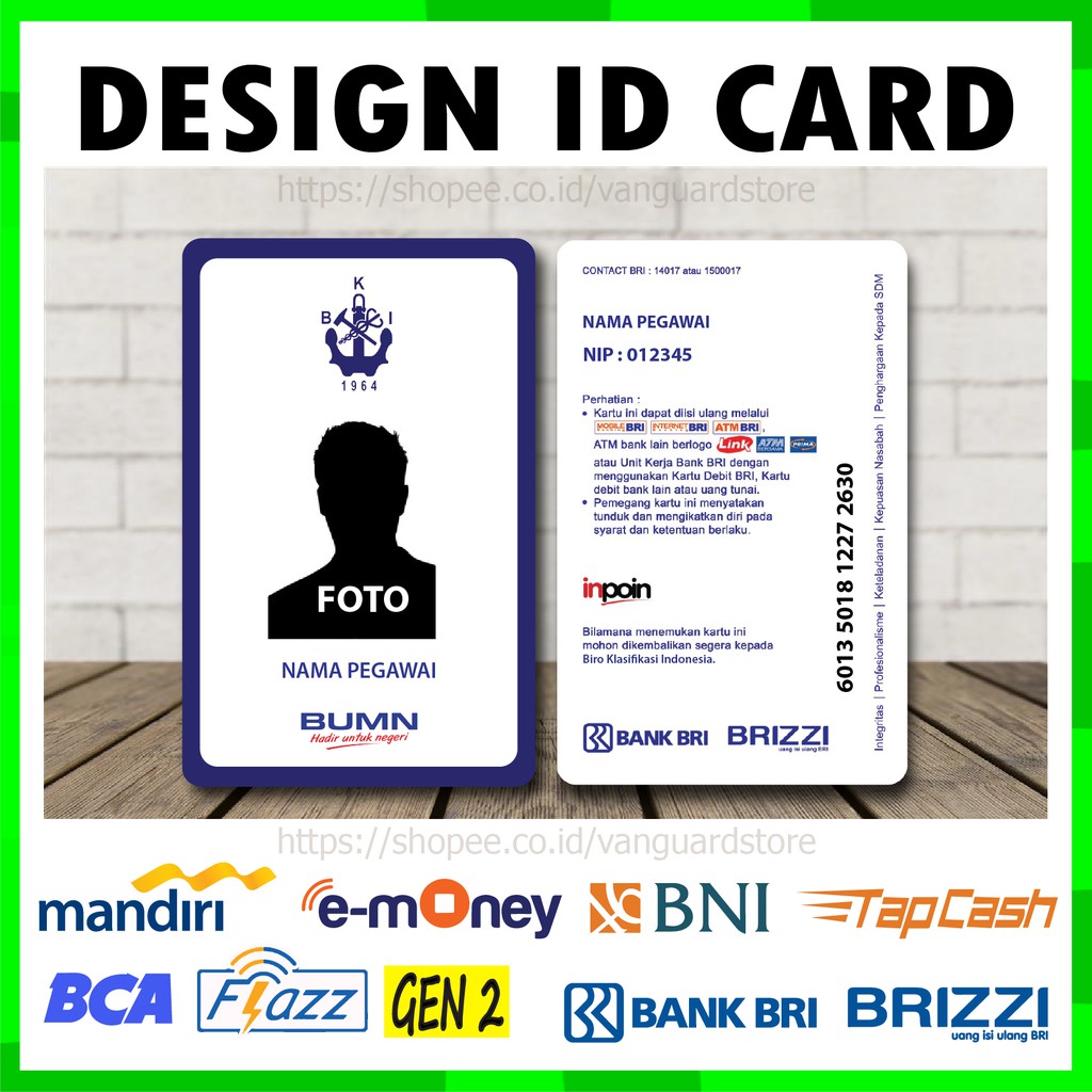 KARTU EMONEY ID CARD BKI KARTU ETOLL E MONEY MANDIRI FLAZZ BCA BRIZZI BRI TAPCASH BNI - 2 SISI