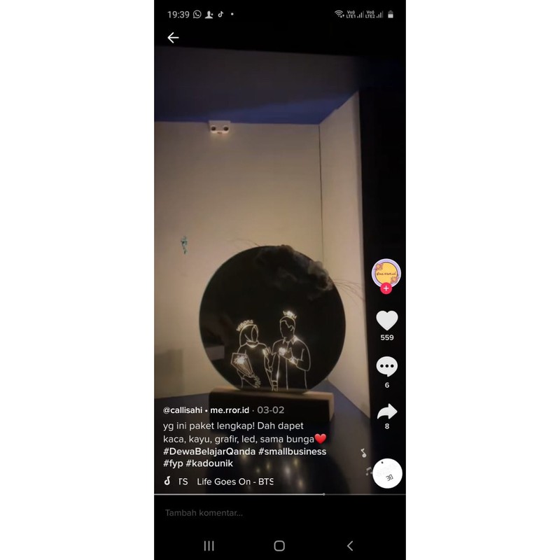 Tambah LED lampu untuk grafir kaca Aesthetic Mirror