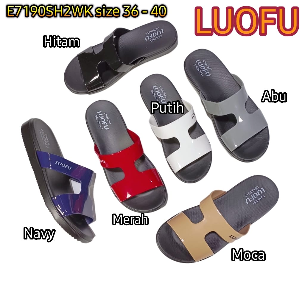 LUOFU ORIGINAL jelly sandal karet empuk murah selop wanita sendal import cewek E7190SH2WK