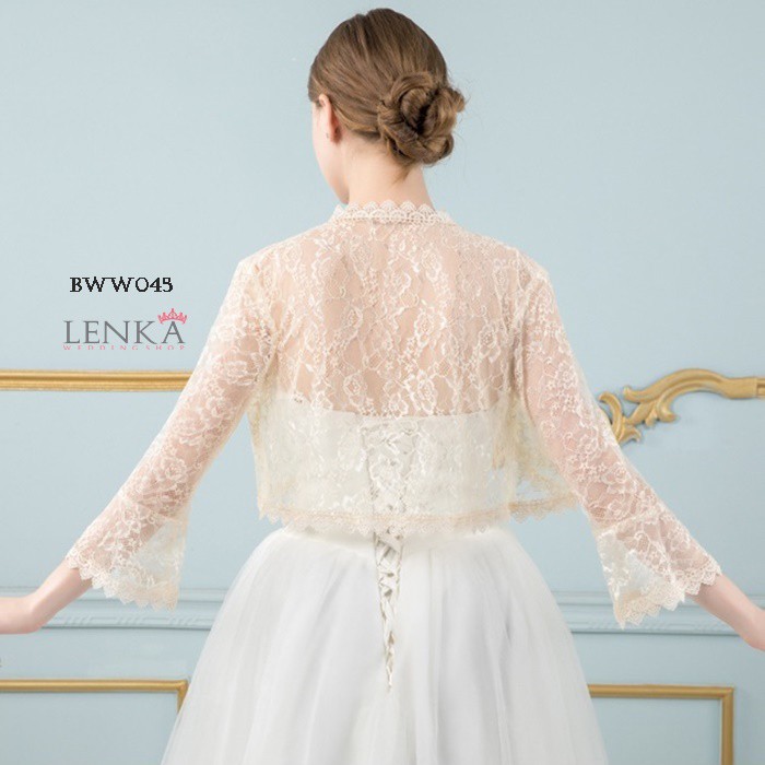 [STOK TERBATAS] OUTWEAR BOLERO PESTA AKSESORIS PENGANTIN RENDA LACE CREAM BWW045