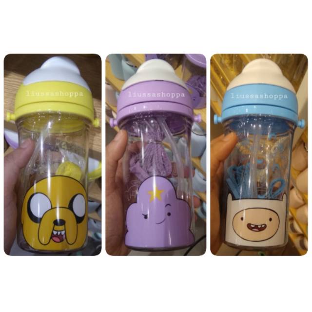 Botol Minum Miniso - Adventure Time Water Bottle with Straw 400ml