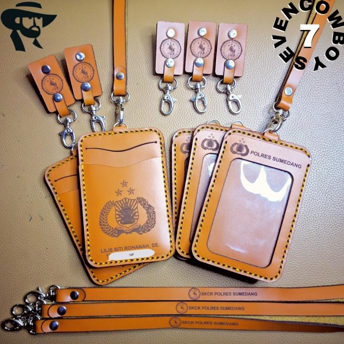 

[[COD]] name tag kulit asli id card kulit lanyard free gravir custom instansi OBRAL Kode 238