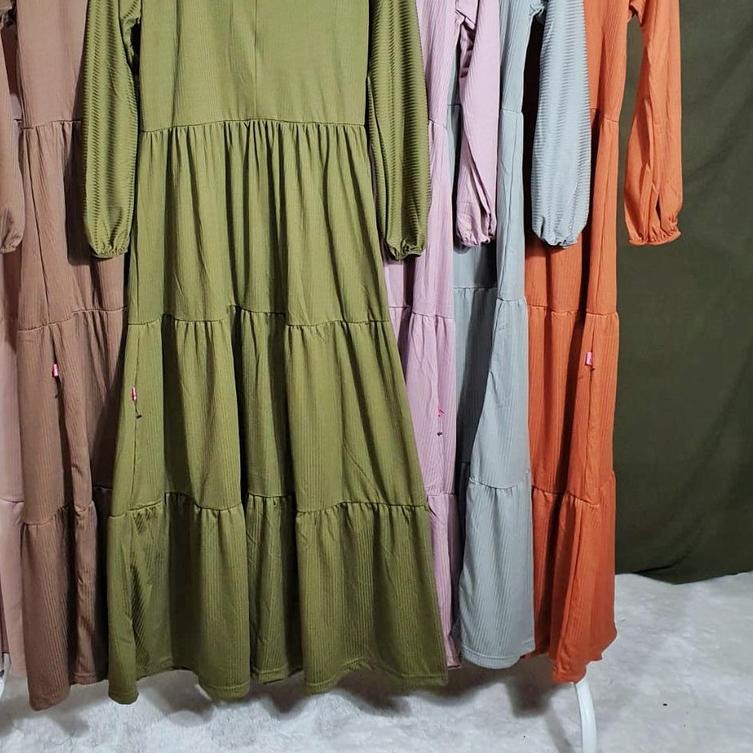 ♙ Gamis Rumbai BUSUI Lengan Panjang Fashion Muslim Zalfa Fit L-XL Lingkar Dada 100cm Panjang 130cm ✥