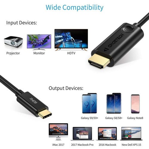 Choetech CH0019 Type C to HDMI cable 1,8M black