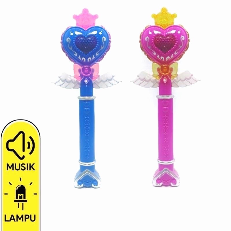 mainan tongkat peri magic wand mahkota projection tongkat sihir pwan princess wand lampu suara besar / kecil