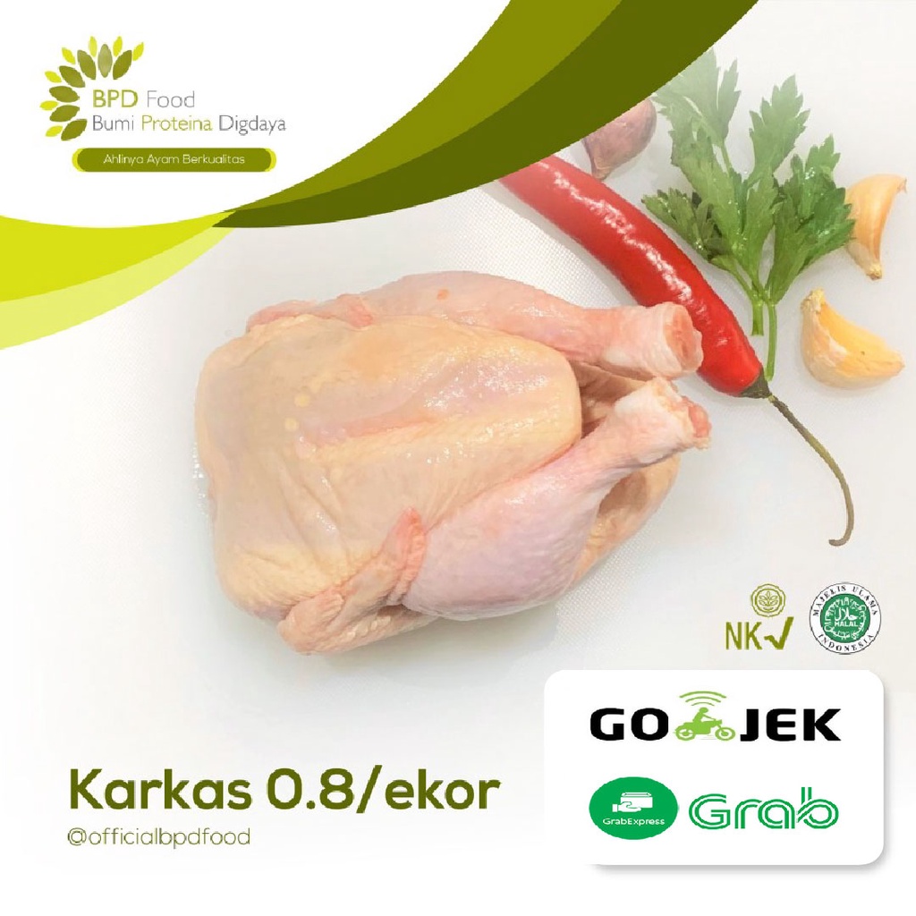 

AYAM UTUH / KARKAS 0,8 KG / EKOR HALAL PREMIUM