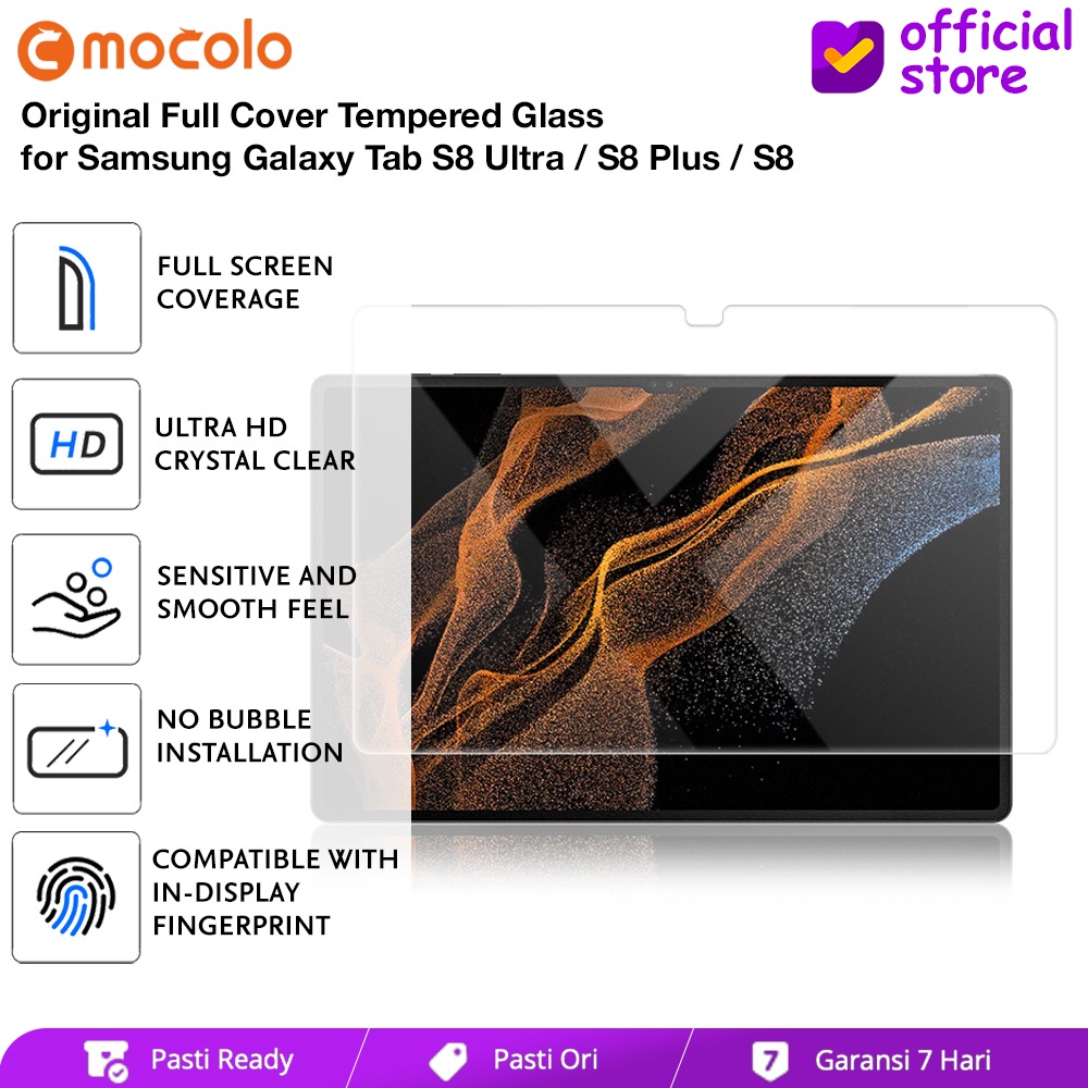 mocolo full cover tempered glass samsung galaxy tab s8 ultra s8 plus s8 5g 2022 anti gores kaca scre