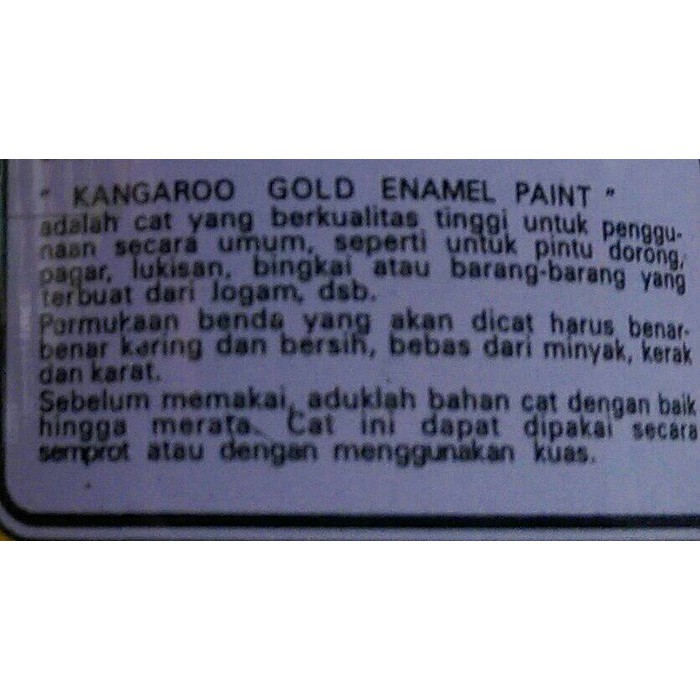 

bib CAT WARNA EMAS KANGAROO GOLD 935 ( 1 KG ) / CAT MINYAK BESI KANGGURU