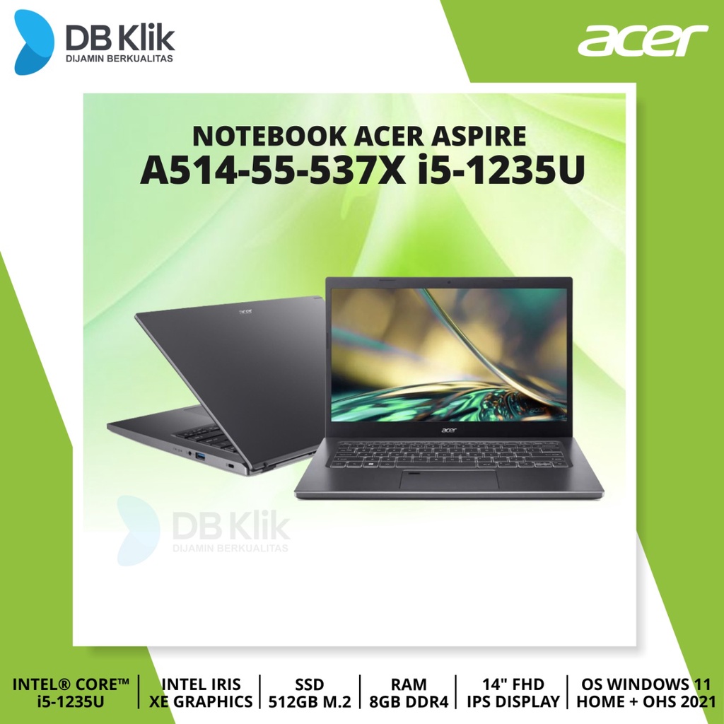 Notebook ACER Aspire A514-55-537X i5-1235U 8G SSD512G NoDVD W11+OHS 14