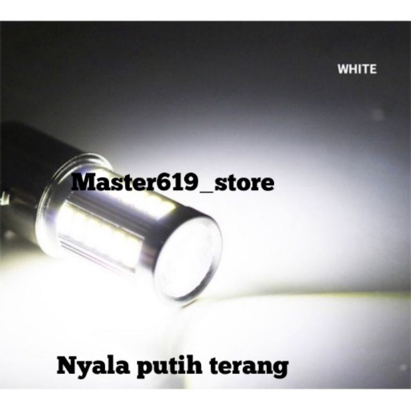 Lampu motor Mobil Sen Mundur LED Monster 1156 BA15S Bayonet 1 kaki 33 led mata - Putih Mobil 33LED H4 H6