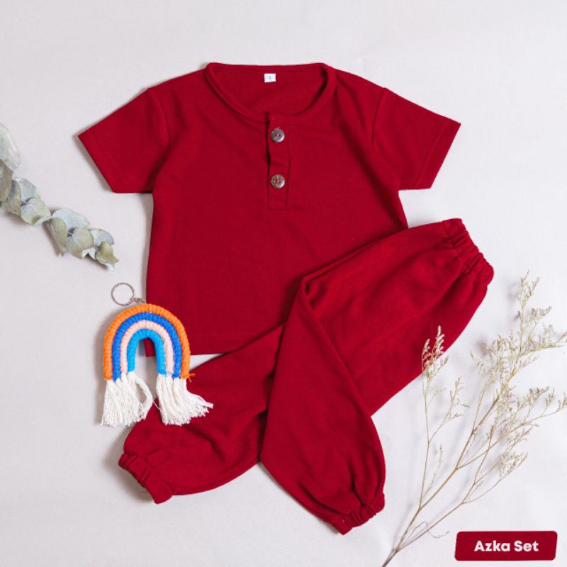 MURANGKALIH - AZKA SET | Setelan Jogger Anak 1-5 Tahun Piyama Anak Setelan Kancing Dua Anak Celana Jogger Dan Baju Anak Setelan Polos