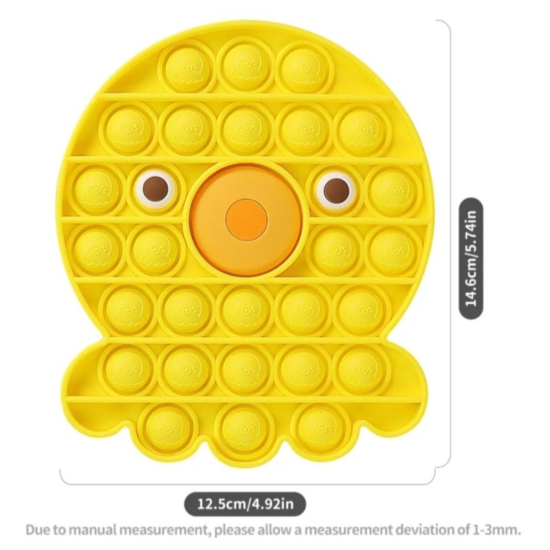 BIANCA - Mainan Anak Pop It Fidget RAINBOW Bubble Push Pop its Fidget Toys-OCTOPUS KUNING