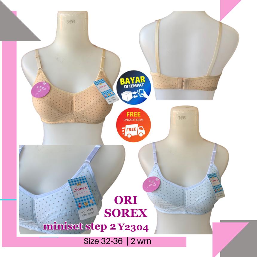 BH Sport Sorex Young Y2304 Polkadot Sport Bra Remaja | Step 2 Y 2304 Bintik Busa Tipis Tanpa Kawat Kait 2 | Open