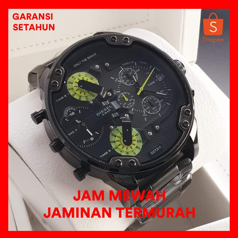 Jam Tangan Pria Merk Diesel DZ-7333 Four Time S.Steel Free Yes