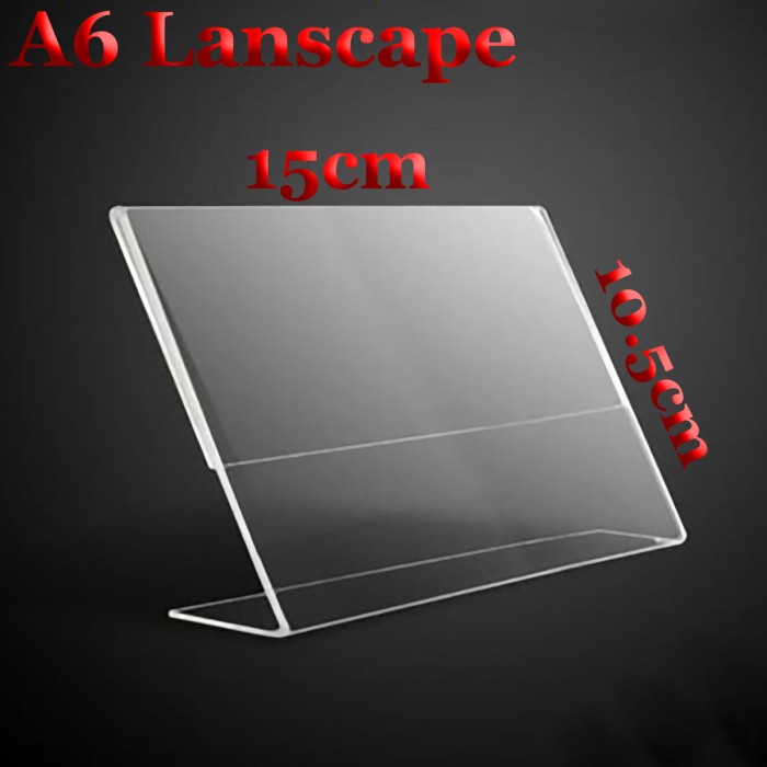 Akrilik Tent Card A6 LANSCAPE 1 sisi - Acrylic Brosur Tempat Meja