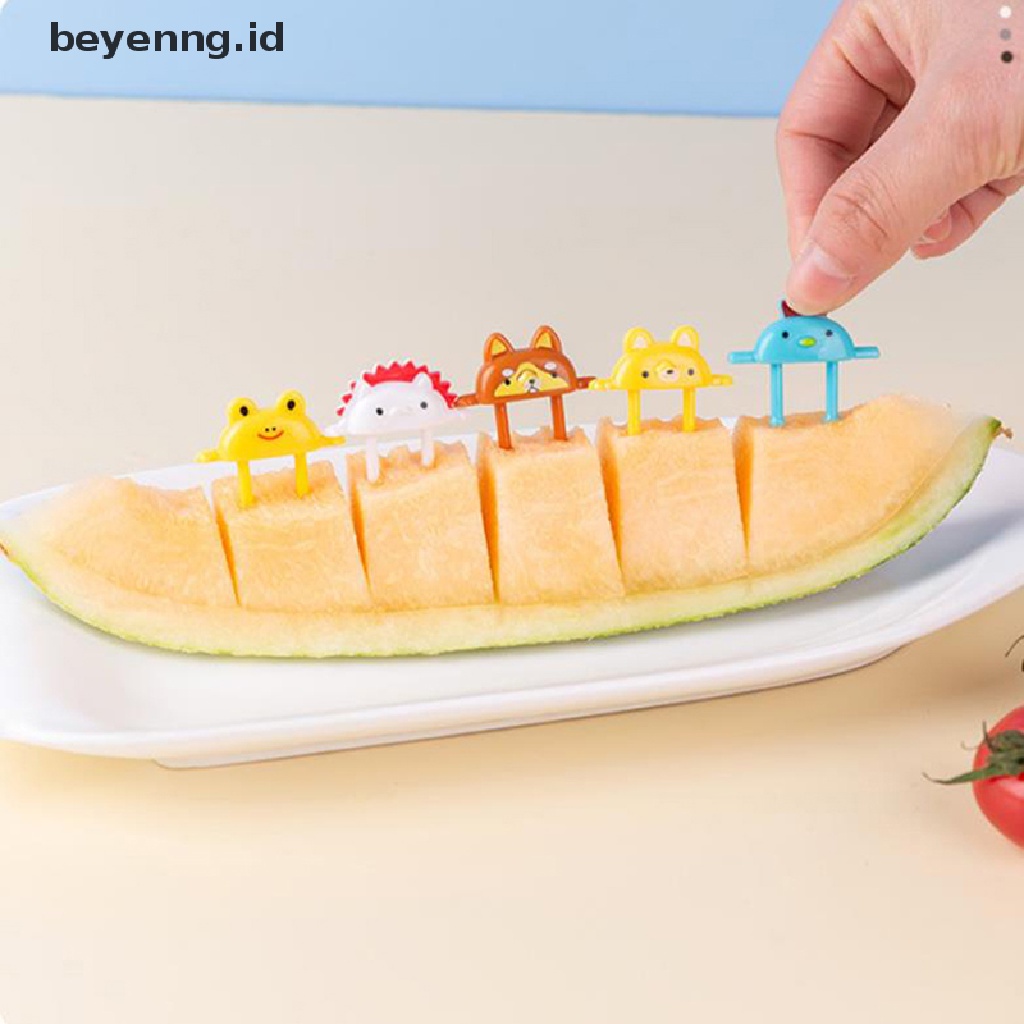 Beyen 6Pcs Garpu Buah / Dessert / Bento Desain Kartun Hewan Lucu