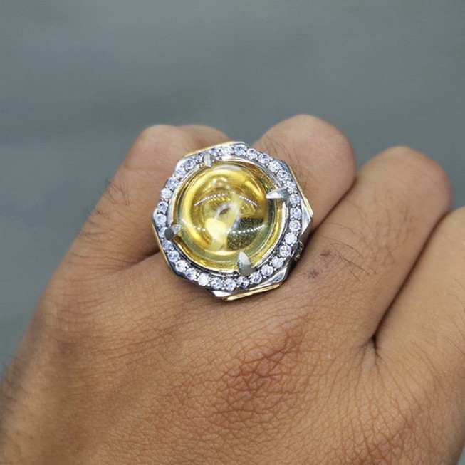 Batu Cincin Kinyang Air Bensin Kuning Asli
