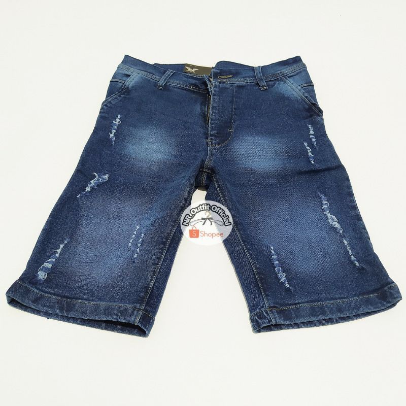 Celana Sobek Cowok Ripped Jeans Pendek Pria Casual Keren Leeds Size 27-38 NR_Outfit Official COD