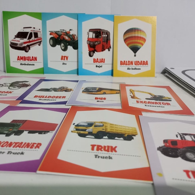 Flashcard Huruf Angka Hijaiyah Binatang Buah Sayuran Transportasi - Flash Card Media Edukasi Anak - Kartu Pintar Anak