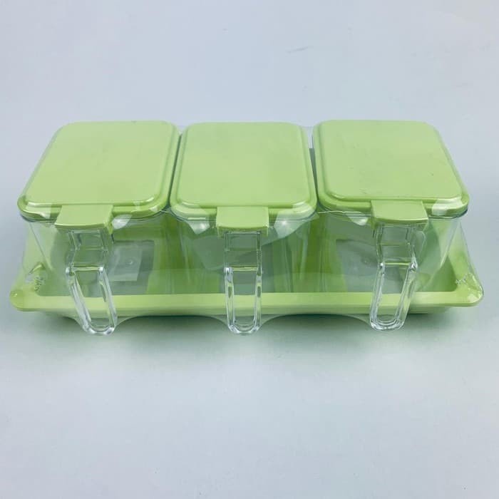 Tempat Bumbu Set Isi 3 Pcs Ayaka Hawaii / Toples Kotak Bumbu Dapur / Rak / Kitchen Set