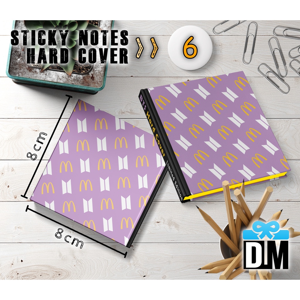 

Sticky Notes POST IT Premium Casing Hard Cover dan Sticky Notes 3x3inch atau 76x76mm Model BTS