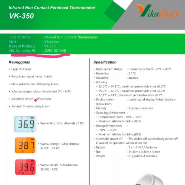 Thermometer digital merk Vika Check original
