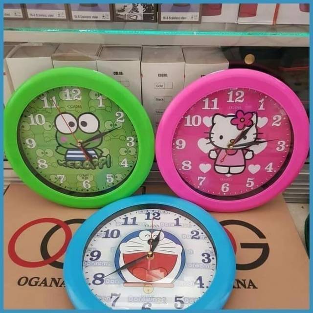 Jam Dinding Karakter 30 cm Doraemon Hello Kitty Keroppi - Watch Anak