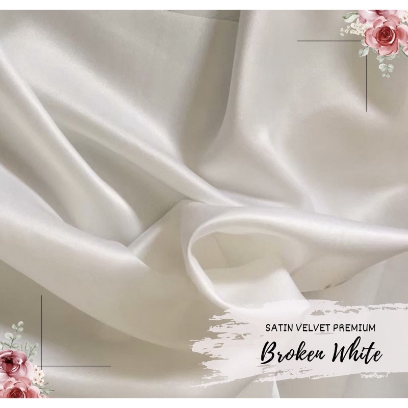 Kain Satin Velvet Premium Bahan Kebaya/Background-Backdrop warna putih tulang