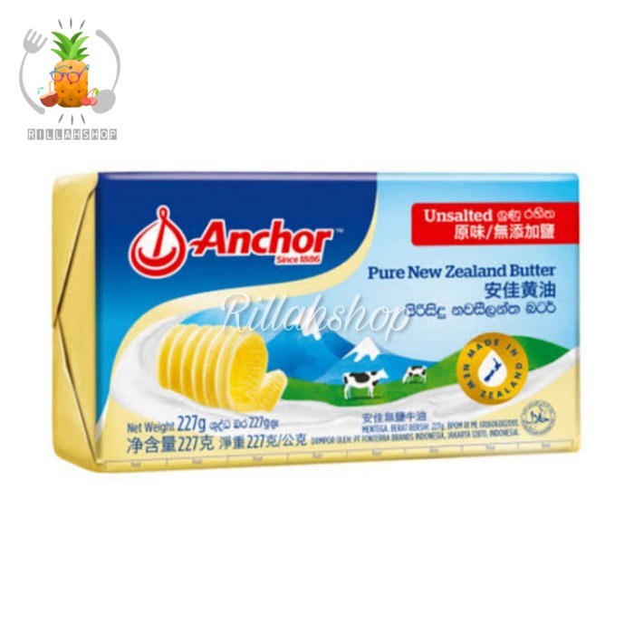 

Anchor Mentega Tawar/Unsalted Butter New Zealand (227g)