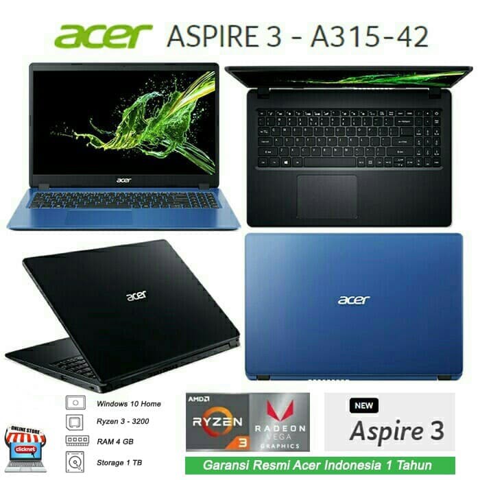 Laptop Acer Aspire 3 A315-42-R0XU Ryzen 3-3200U/4GB/1TB/Vega 3/Win10
