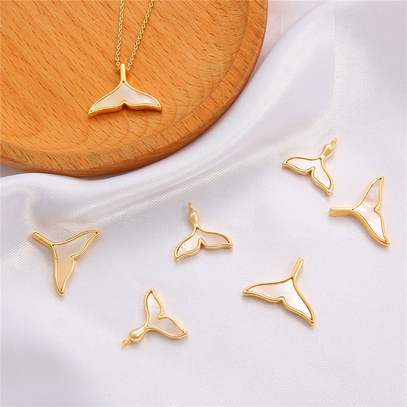 1 pcs Fashion 18K Emas Disepuh Kuningan Tembaga Cupid, Angel, Butterfly, Fishtail, Natural Shell Kalung Liontin DIY Membuat Perhiasan