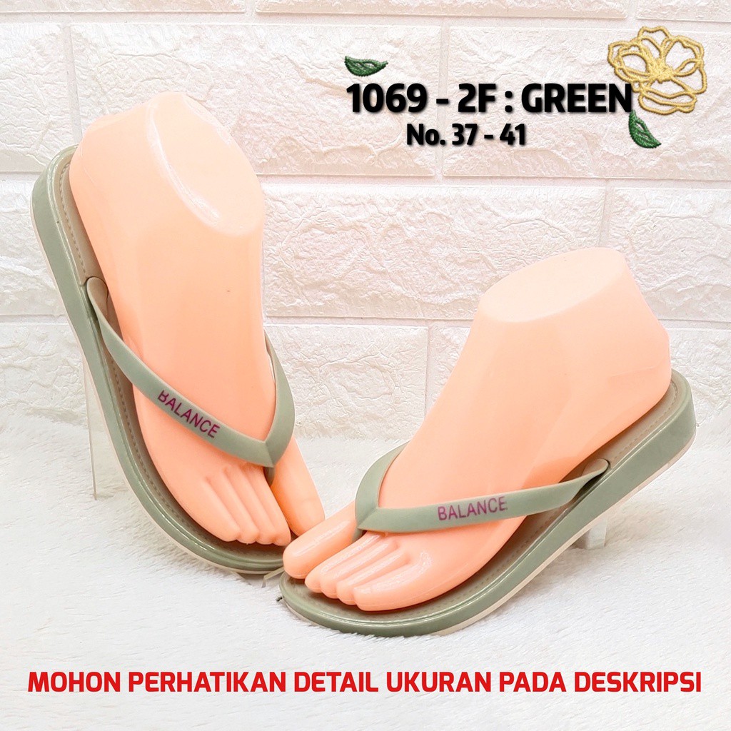 Sandal Jepit Balance 1069 2F Jelly Polos Wedges  Tebal 2,5Cm Tali Merk Balance Original