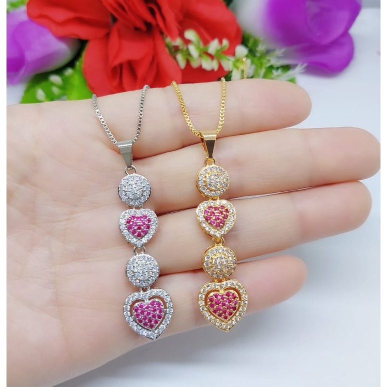 Set Kalung+Liontin Xuping full Permata Lapis emas 18k