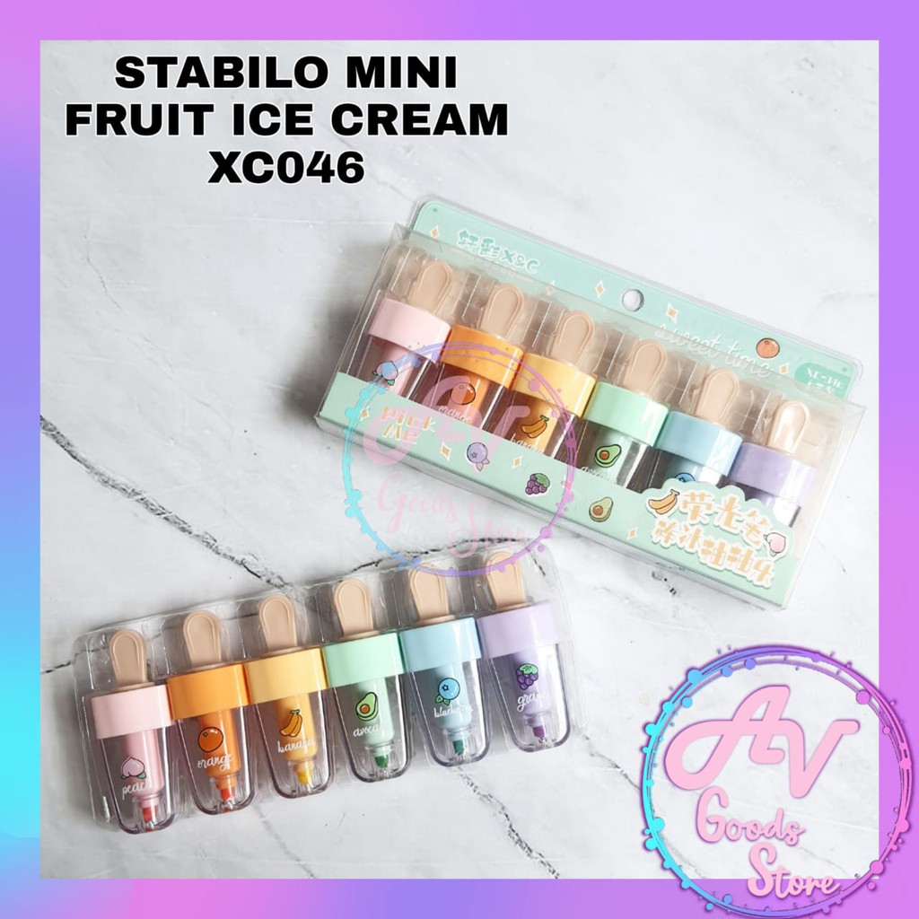 

stabilo / highlighter / 6pcs stabilo kecil / stabilo mini fruit ice cream XC046 (6pcs)