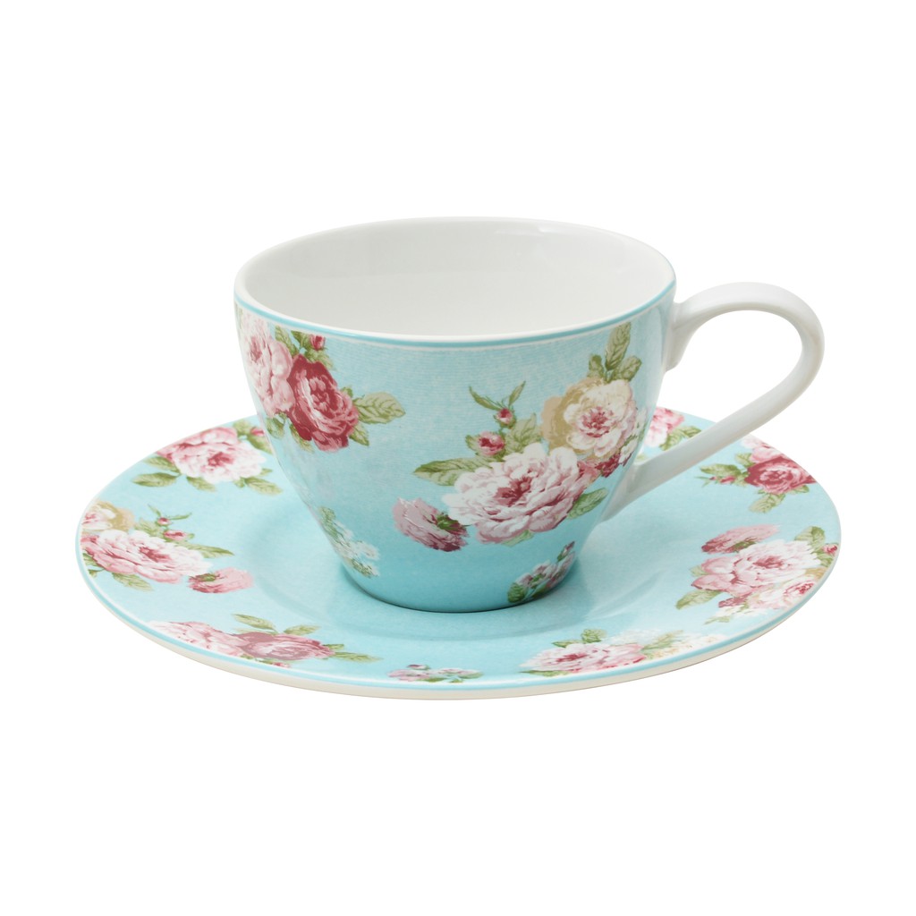  SANGO  Set Cangkir Teh Kopi Modern Rose Blue Isi 12 