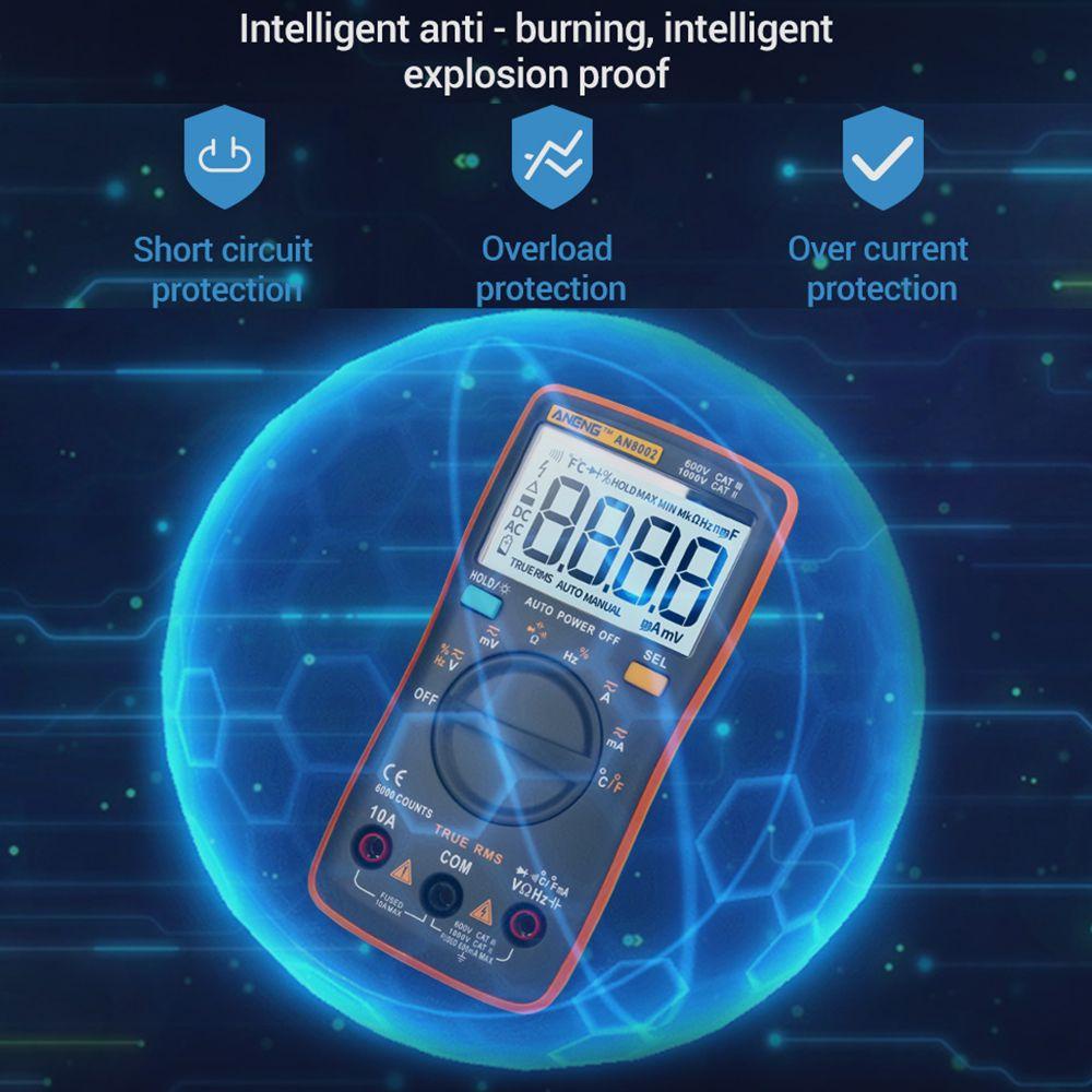 Solighter Digital Smart Multimeter Multifungsi 6000hitan Transistor Capacitor Tester Digital Profesional Meter