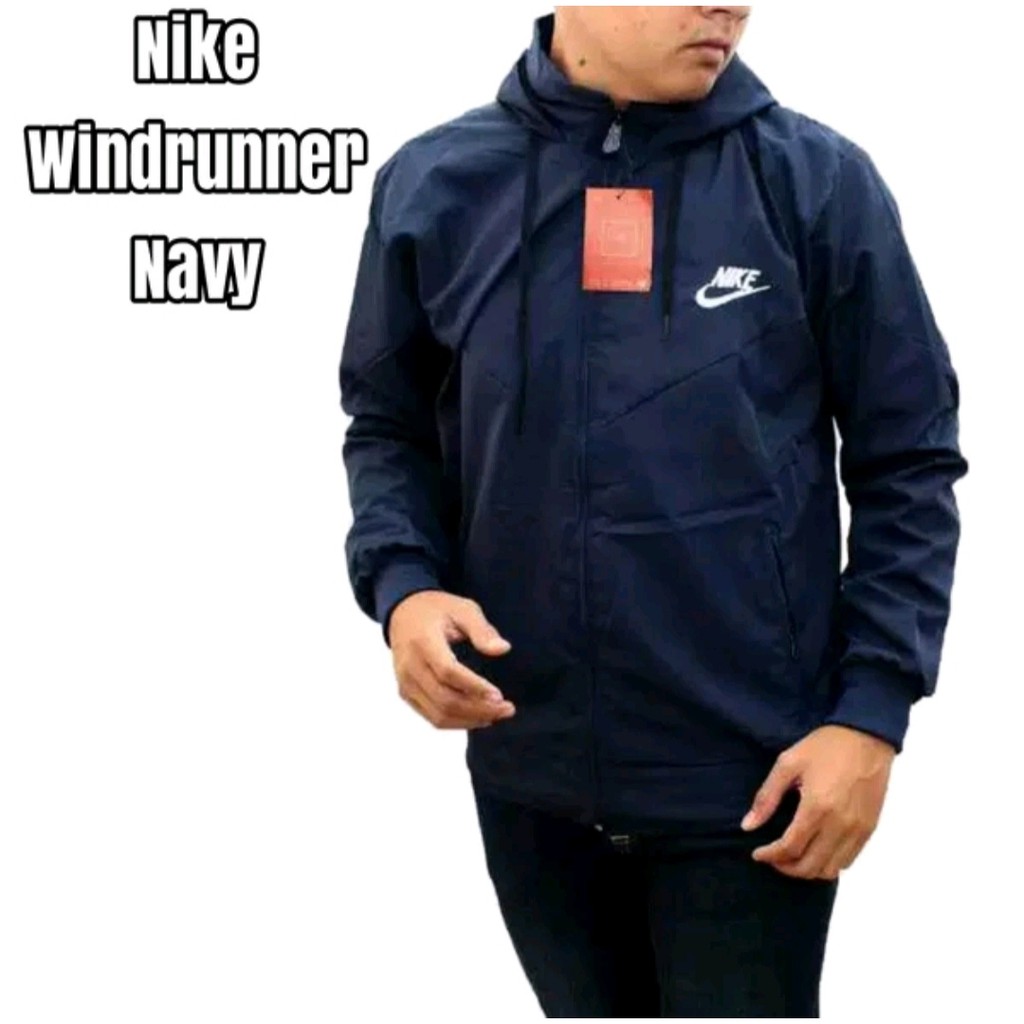 Jaket Running Parasut, sauna suit, Jaket Windrunner Navy