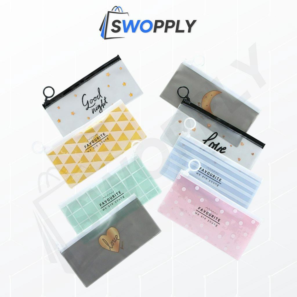 Swopply HL0074 Tempat Pensil Transparan Pouch Motif  Serbaguna