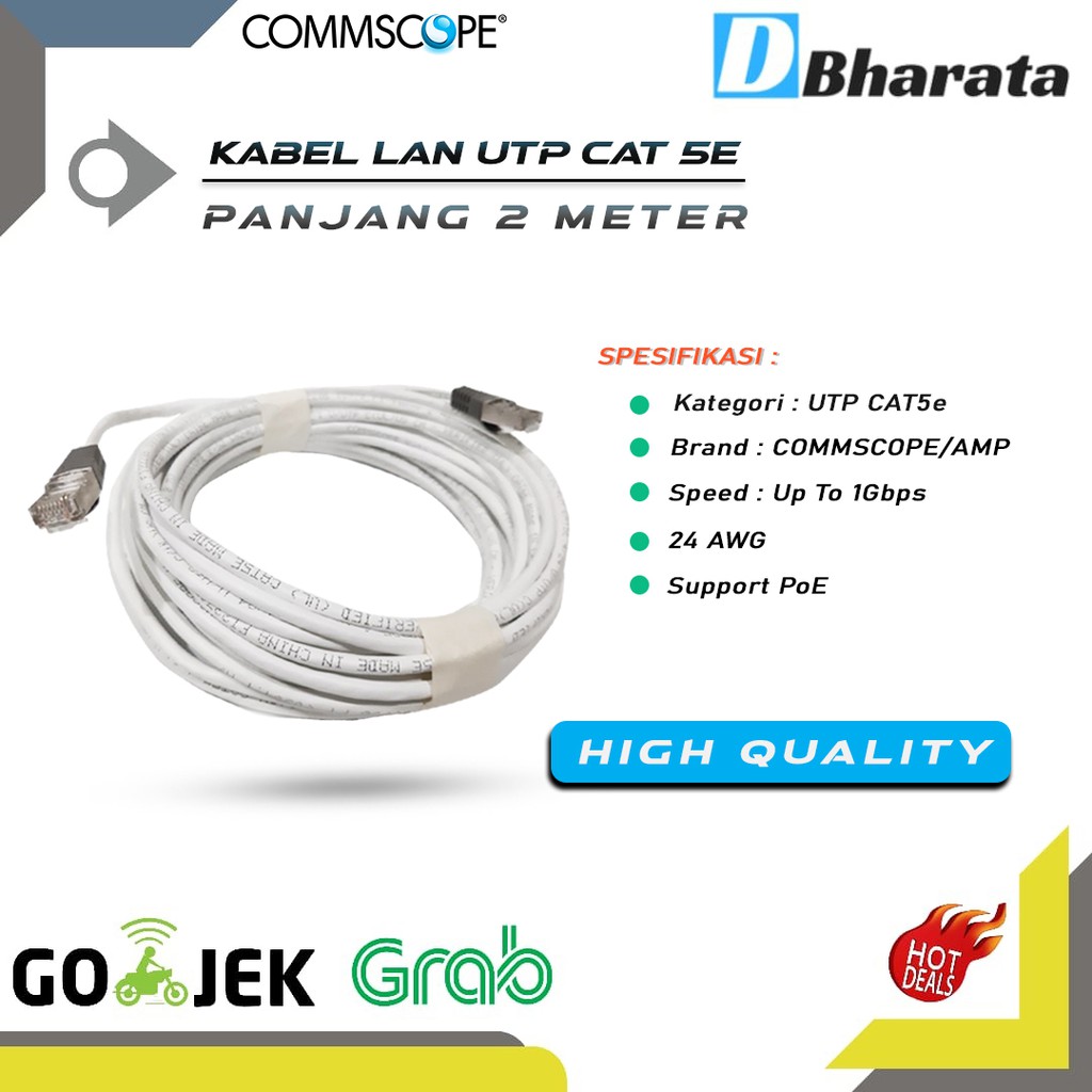 Kabel LAN UTP CAT5e AMP Commscope 2m Kabel UTP CAT 5e 2 Meter Original