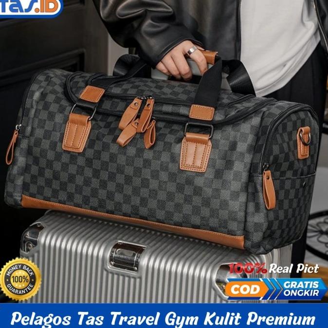 TRAVEL BAG Tas Travel Bag Gym Pria Kulit Besar Selempang Premium Import Pelagos