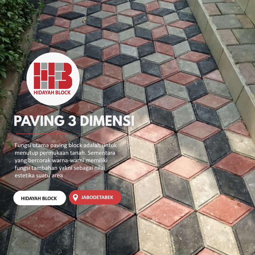 [BEST SELLER MINIMAL ORDER 70 M2] Paket Pemasangan Paving 3 Dimensi 6CM